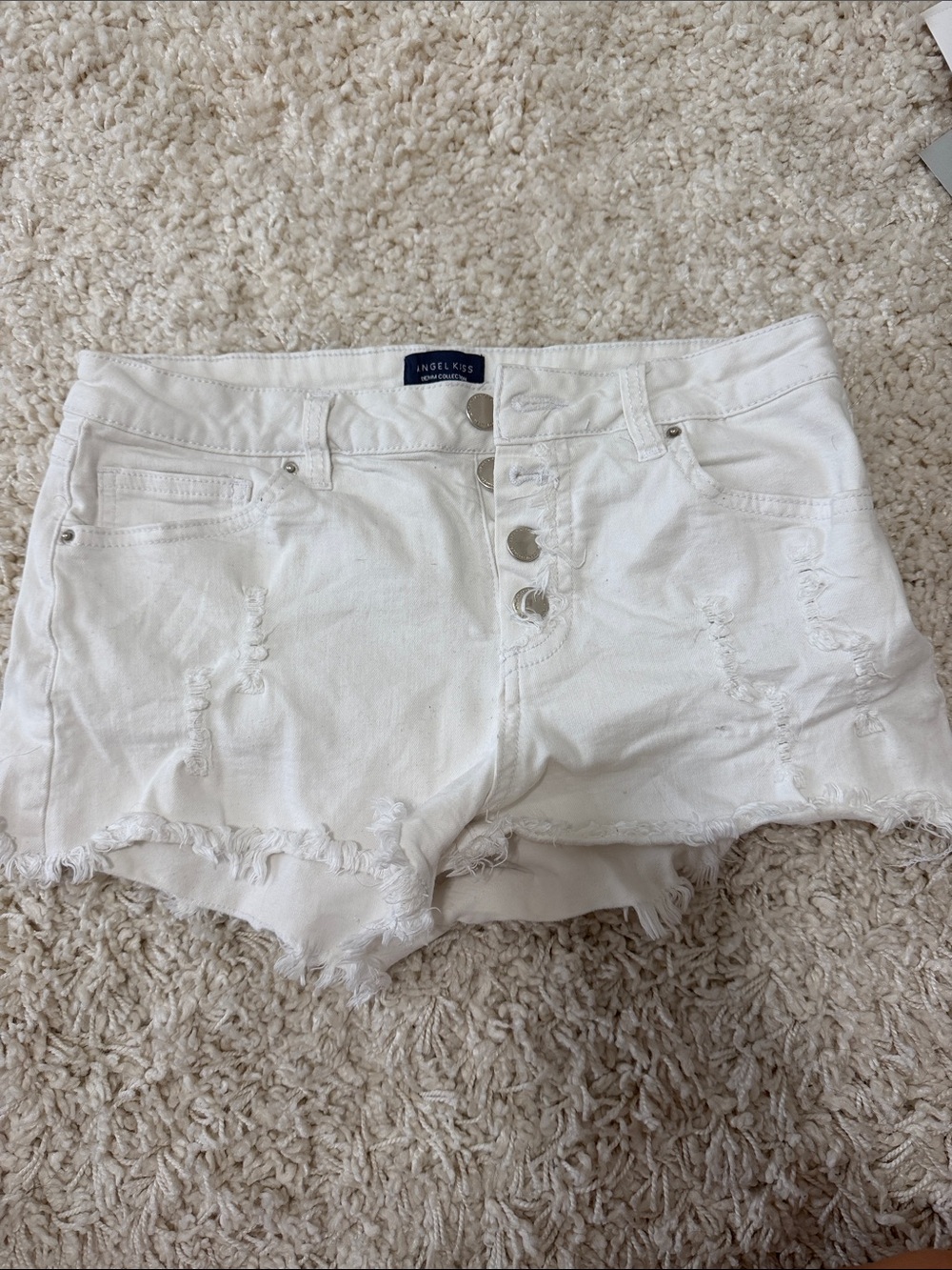 Women’s White Distressed Denim Shorts